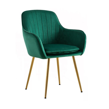 Modern Cheap Leisure Living Room Armchair Green Velvet Golden plating Dining Chair